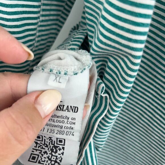 Stone Island × Supreme S/S 2015 Men's XL Long sleeve Green Striped AS IS - Picture 15 of 16